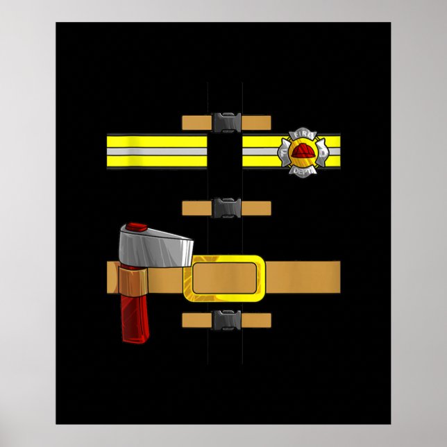 Cool Firefighter Uniform Funny DIY Halloween Poster (Framsidan)