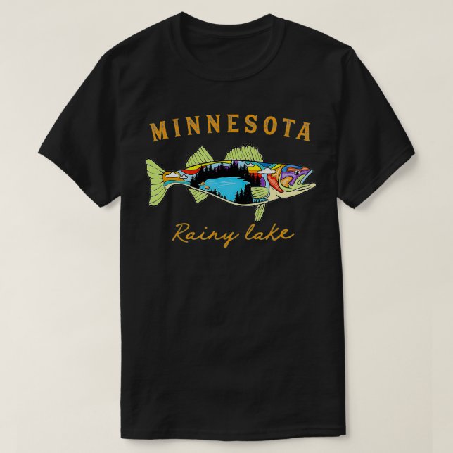 Cool Fisherman Minnesota Rainy Lake Fisher Walleye T Shirt (Design framsida)