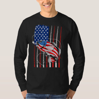 Cool Fishing For Men American Flag USA Fish T Shirt