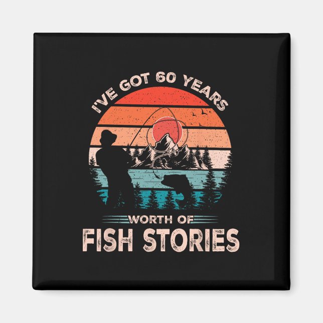 Cool Fiskedesign 60 år gammal 60-årspresent Gif Magnet (Framsidan)
