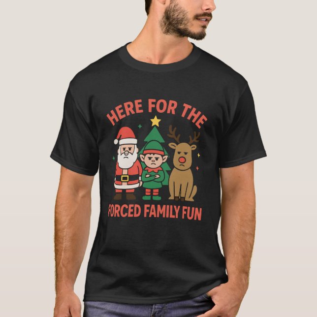 Cool Forced Family Fun Santa Christmas Cheer T Shirt (Framsida)