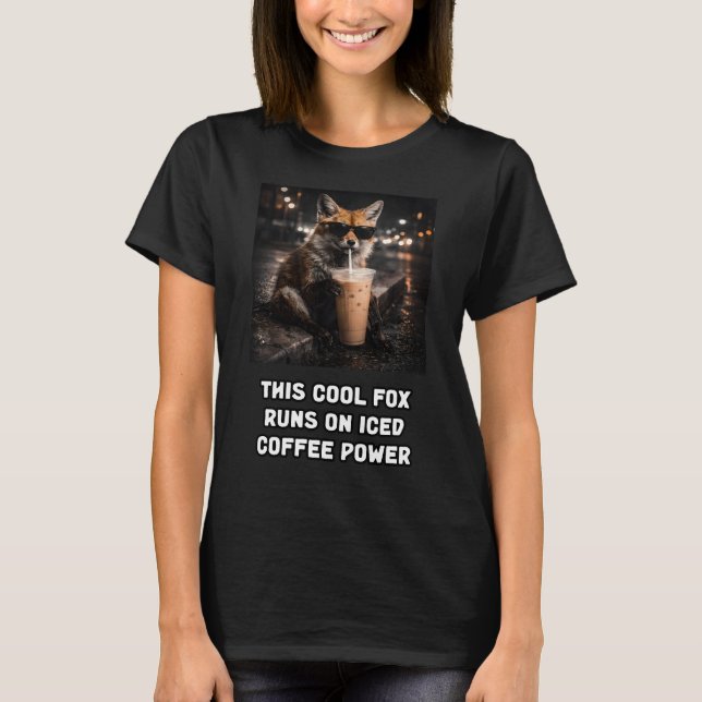 Cool Fox körs på Iced Coffee Power Design T Shirt (Framsida)