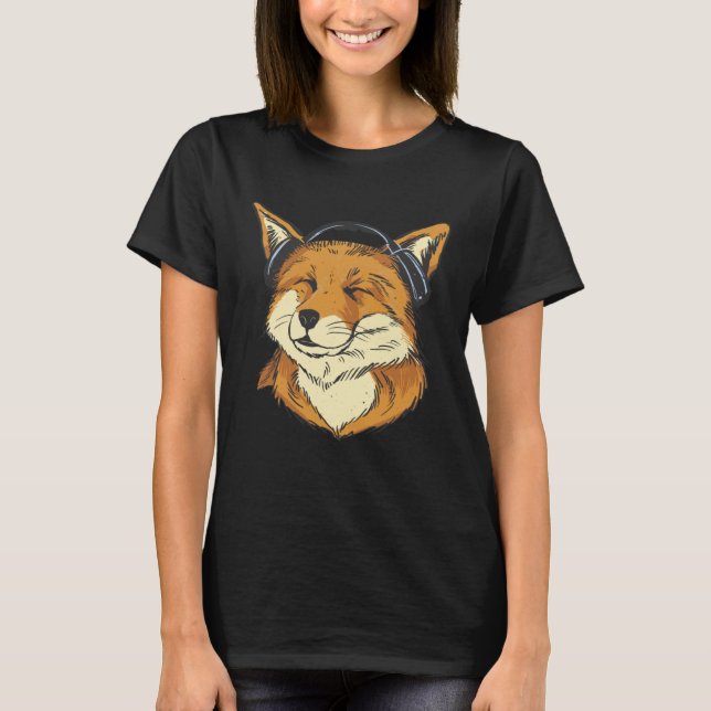 Cool Foxes Headphone T Shirt (Framsida)