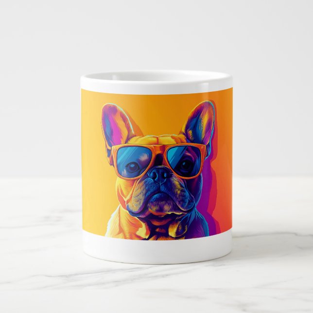 Cool French bulldog dog with sunglasses Jumbo Mugg (Framsidan)