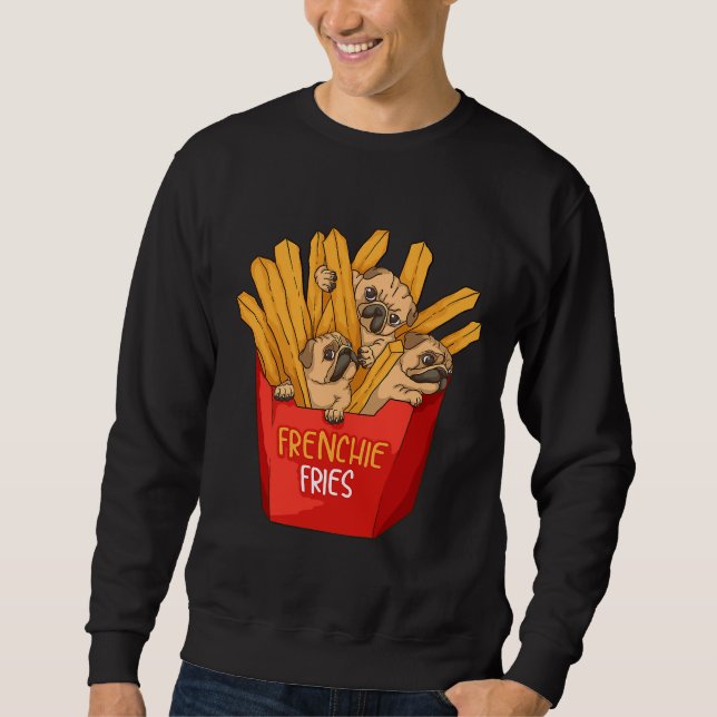 Cool Frenchie Fries Funny French Fries Lång Ärmad Tröja (Framsida)