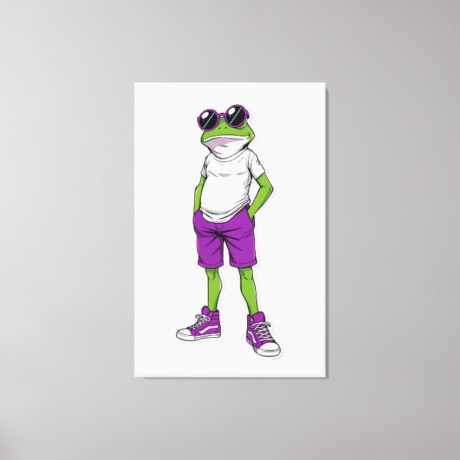 Cool Frog Canvas – Funny Glasses Frog Kids WallArt (Framsida)