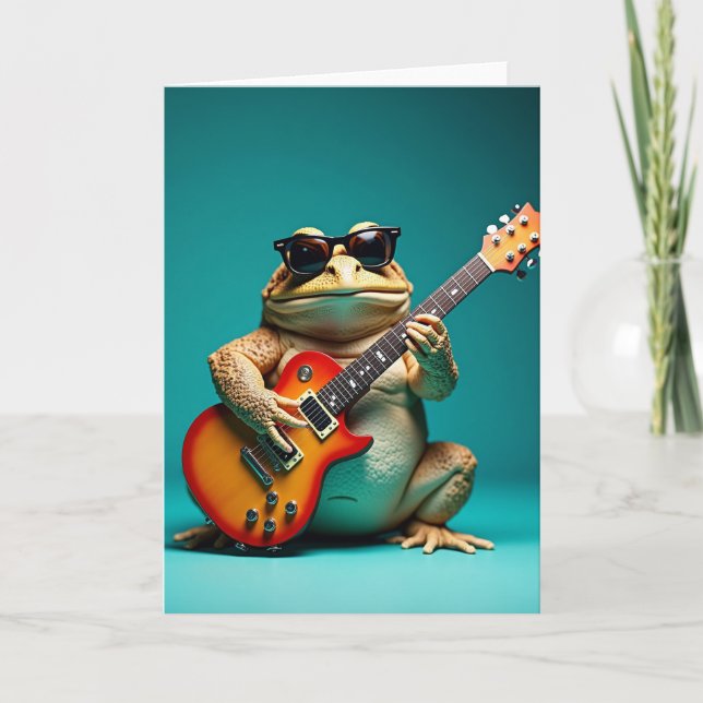 Cool Frog Gitarr Födelsedags Kort (Framsida)