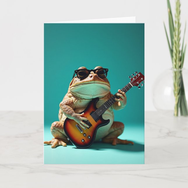 Cool Frog Musiker Födelsedagskort Kort (Framsida)