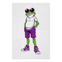 Cool Frog Poster – Funny Glasses Frog Kids WallArt