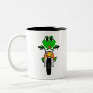 Cool Frog Riding A Motorcycle Cartoon Två-Tonad Mugg