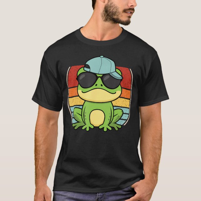 Cool Frog Sunglasses Retro Frog Lover T Shirt (Framsida)
