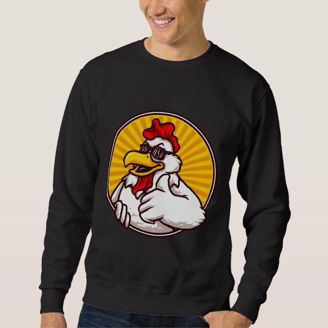 Cool fun chicken mascot design   lång ärmad tröja (Framsida)