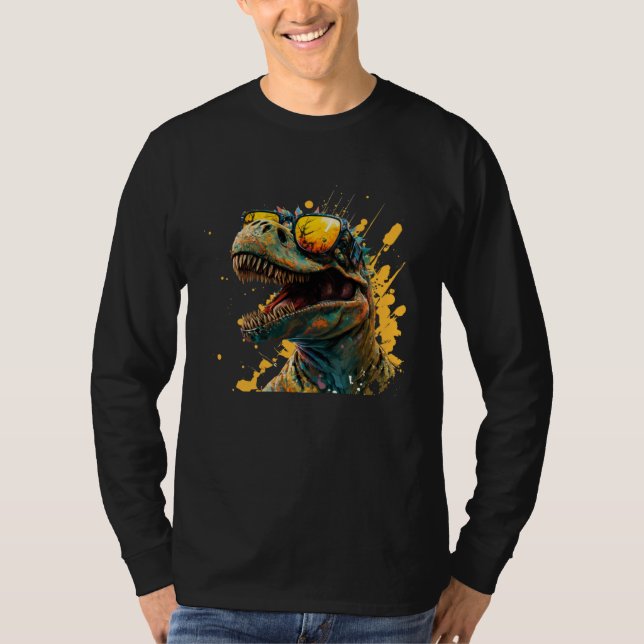 Cool fun dinosaur raptor with sunglasses  4 t shirt (Framsida)