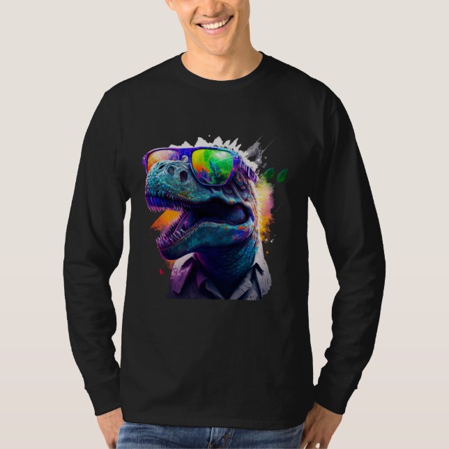 Cool fun dinosaur Rex with sunglasses T Shirt (Framsida)