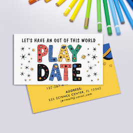 Cool Fun Yellow Playdate Galaxy Astronaut Doodles Visitkort
