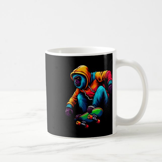 Cool Funky Vrålapa Skateboard Illustratio Kaffemugg (Höger)