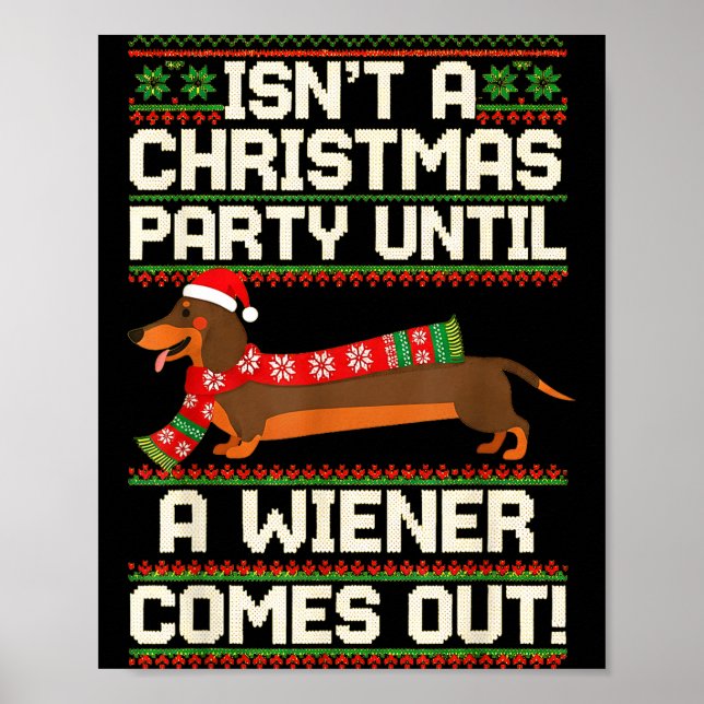 Cool Funny Wiener Dog Christmas Dachshund Holiday  Poster (Framsidan)