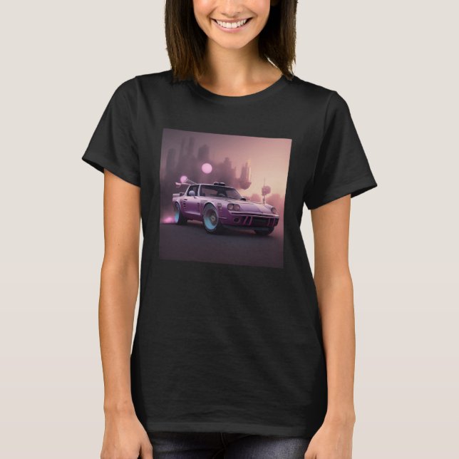 Cool Future Classic Sports Car Drive Race City Lif T Shirt (Framsida)