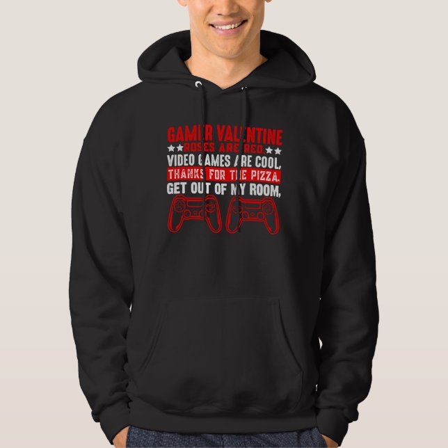 Cool Gamer Valentine  Video Games Roses Are Red Po Hoodie (Framsida)