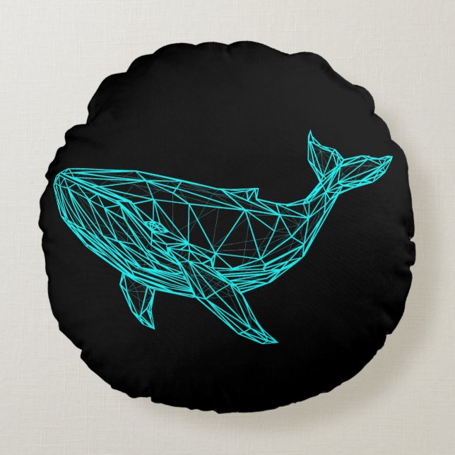 Cool Gamer Whale Kuddiskast Rund Kudde (Framsidan)