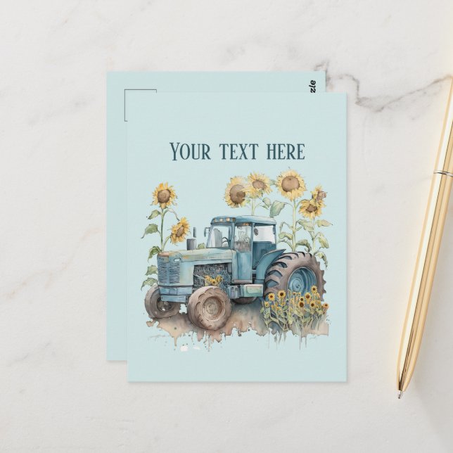 Cool gammal Country-traktor lägg till text Vykort (Fram/Back In Situ)