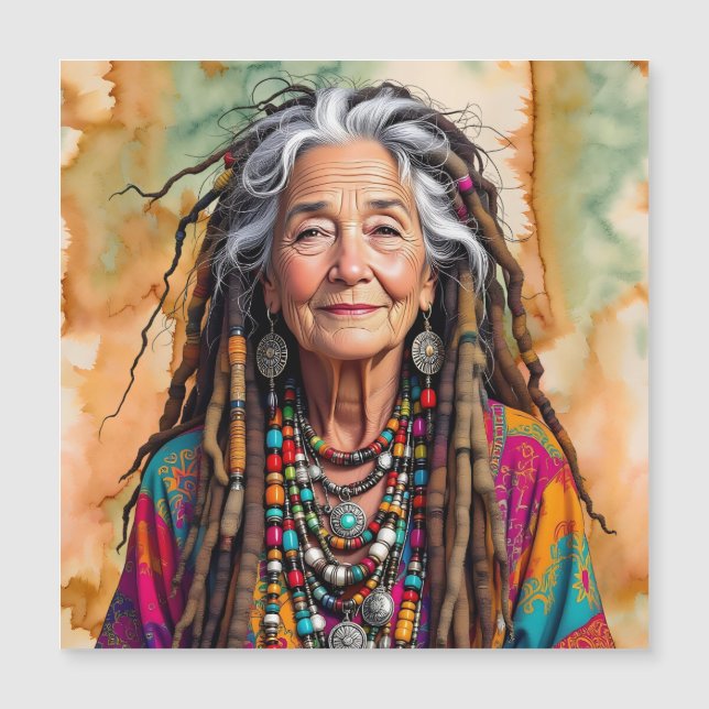 Cool gammal dam i dread locks Hippie kvinna   (Framsida)