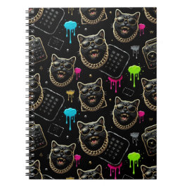 Cool Gangster Cat Neon Graffiti Streetwear Aesthet Anteckningsbok