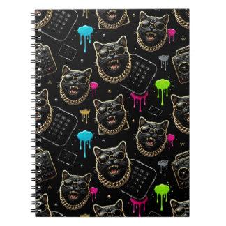 Cool Gangster Cat Neon Graffiti Streetwear Aesthet Anteckningsbok