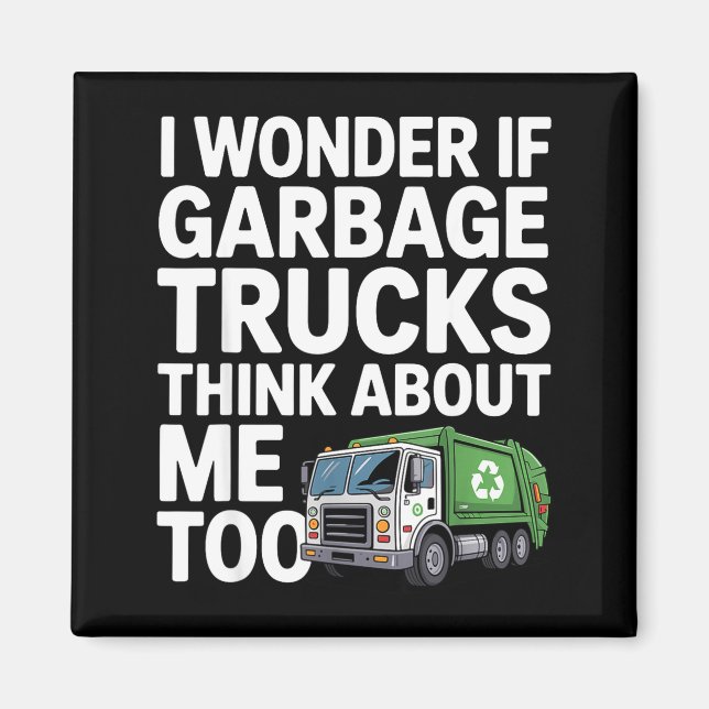 Cool Garbage Truck Design For Men Women Trash Garb Magnet (Framsidan)