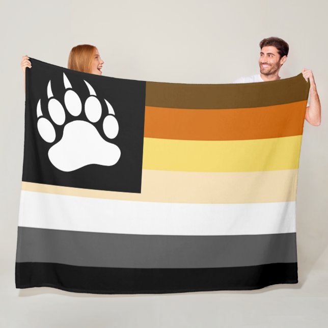 Cool Gay Bear Pride Flag Björn tass Fleecefilt (På plats)