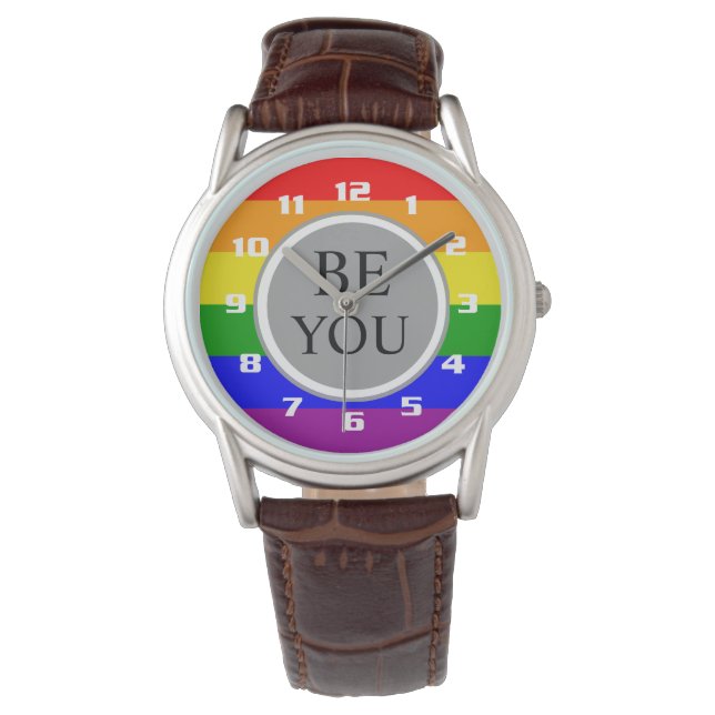 Cool Gay Pride Flag Be You Armbandsur (Framsida)