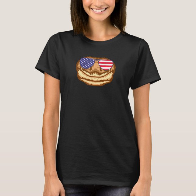 Cool Gecko som bär Usa Flagga Solglasögon Us Ameri T Shirt (Framsida)