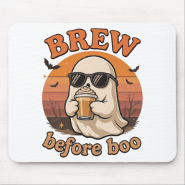 Cool Ghost with Coffee Halloween Mousepad Musmatta
