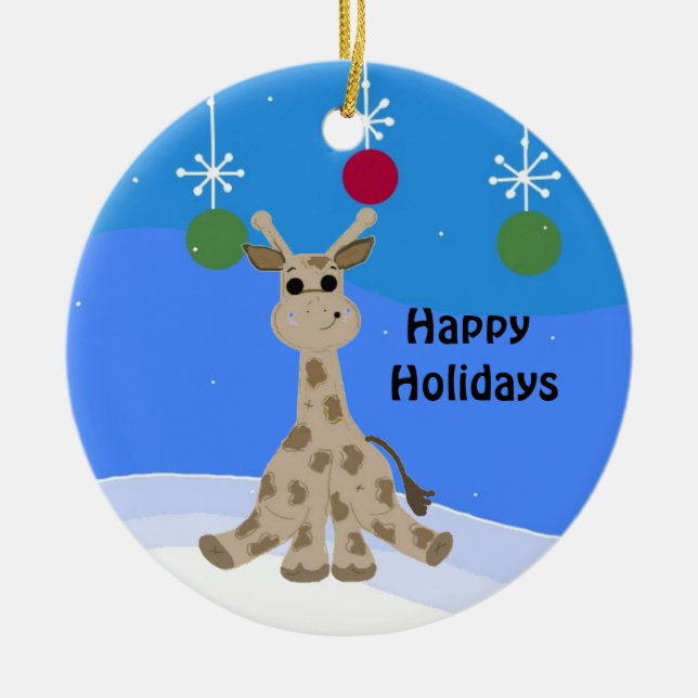 Cool Giraff Glad Jul Julgransprydnad Keramik (Framsidan)