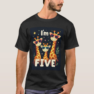 Cool Giraffe 5-års födelsedagsfest 5 år gammal små T Shirt