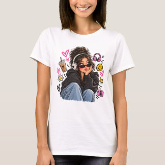 Cool Girl – Estetisk Y2K-tjej T Shirt