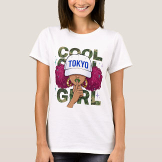 Cool Girl Tokyo Basebollmössa Kamouflage Typografi T Shirt