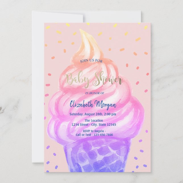 Cool glasskon Pink baby shower Inbjudningar (Framsida)