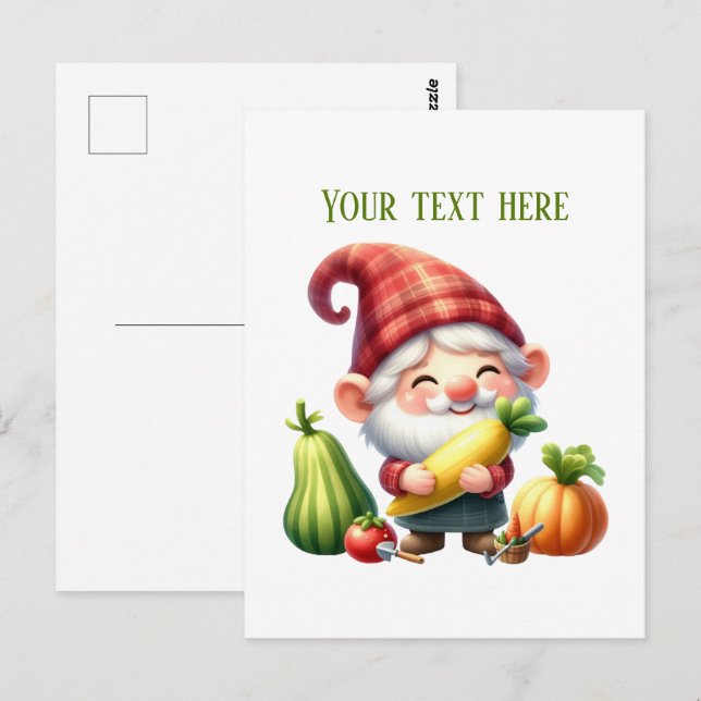 Cool gnome mixed vegetables  farmer customizable vykort (Fram/baksida)