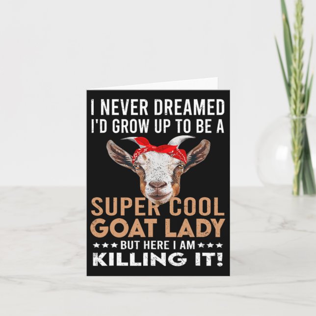 Cool Goat Lady Flicka Djurbonde Rolig Getter Älska Kort (Framsida)