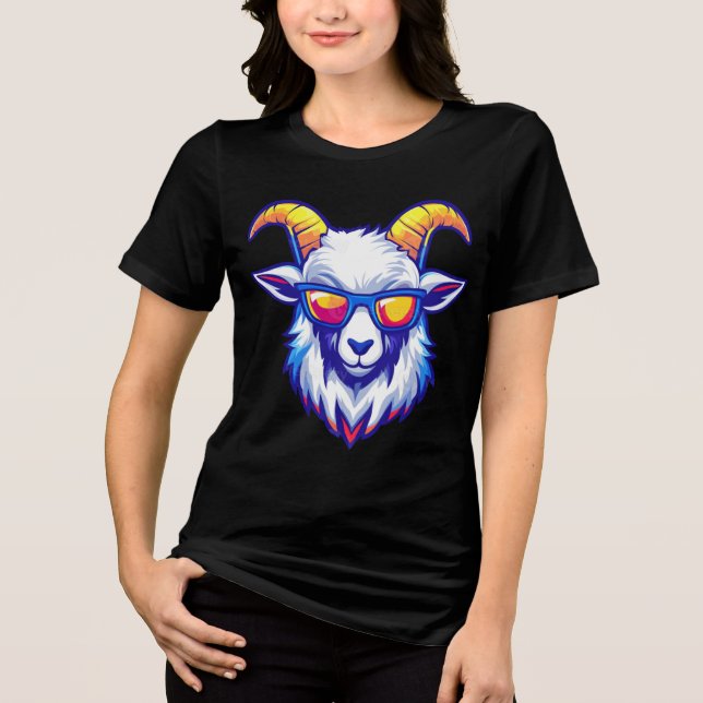 Cool Goat med solglasögon T-shirt – Rolig Chill An (Framsida)