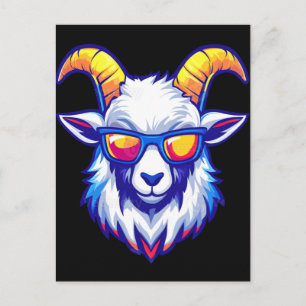 Cool Goat med solglasögon T-shirt – Rolig Chill An Helg Vykort