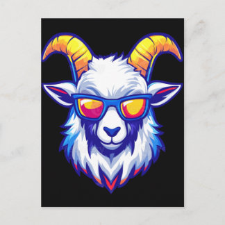 Cool Goat med solglasögon T-shirt – Rolig Chill An Helg Vykort