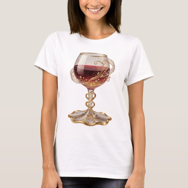 Cool Gold RÖD VINGLAS 3D Text Konst T Shirt (Framsida)