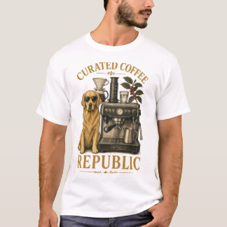 Cool Golden Retriever Dog Barista Coffee Lover Vin T Shirt
