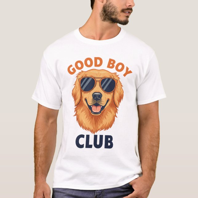 Cool Golden Retriever 'Good Boy Club' T-Shirt (Framsida)