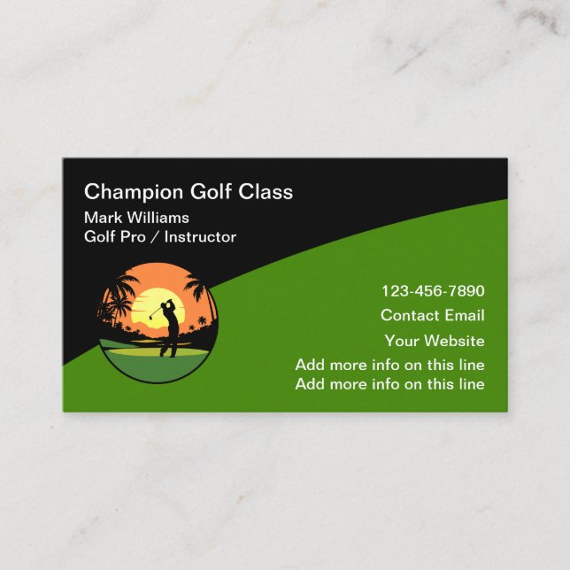 Cool Golf Instructor Class Business Cards Visitkort (Framsida)