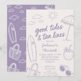 Cool Good Tides & Tan Lines Strandfirande  Inbjudningar