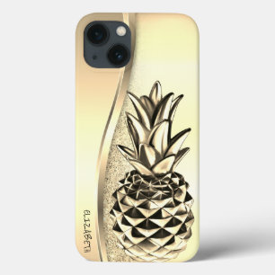 Cool Goold Glitter Metallisk Ananas Tropical