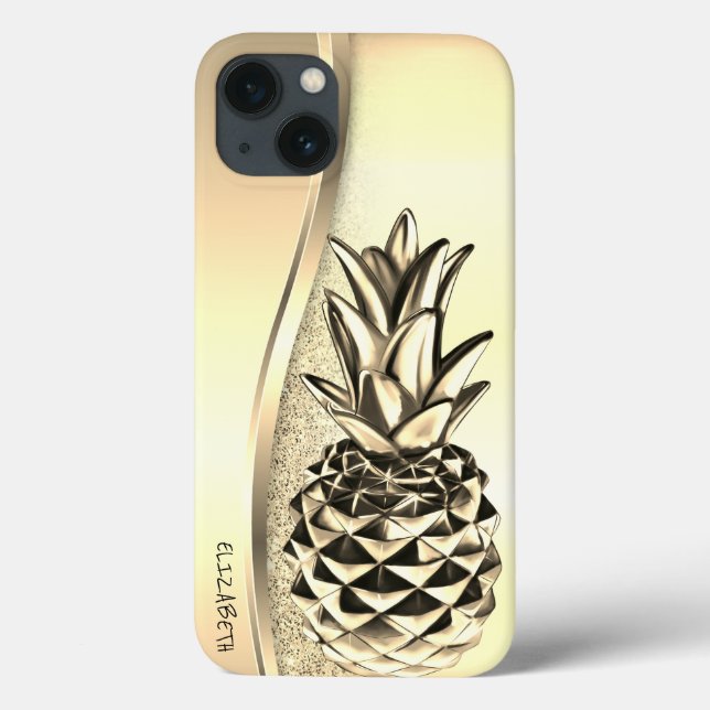Cool Goold Glitter Metallisk Ananas Tropical   (Baksida)